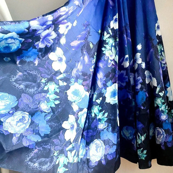 LAra Design Floral Satin Fit and Flare Wedding Guest Mother Bride Prom Gown 2 - Picture 6 of 8